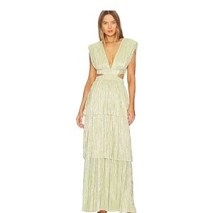 Sabina Musayev Light Green Backless Tiered Dress